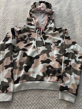 Guess Pink & Olive Camo Logo Hoodie